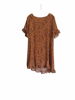Brown & Black Animal Print Ruffle Hem Dress
